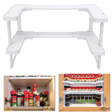 Spicy Shelf Porte-étagères 2 couches de panneaux Pan Pot Organizer Cuisine Cuisine Armoire de rangement Armoire