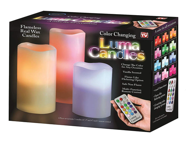 A Bakk Luma Candles Sans Cire Real Wax 12 Couleur Changement Télécommande LIGHT 3 Pcs / Set (Aléatoire)