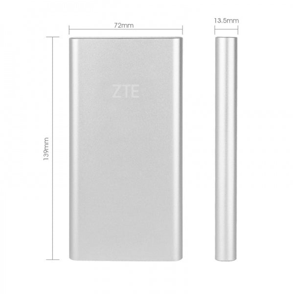 Original ZTE Heysroad 10000mAh Dual USB Argent sorties mobile Power Bank