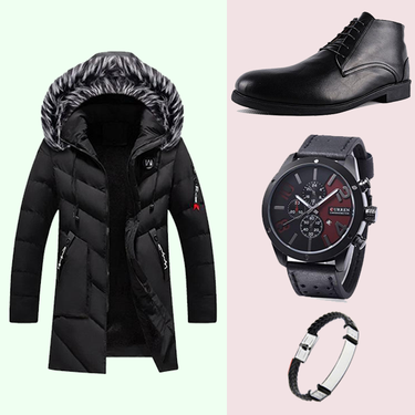 PACK G90-1 JACKET CUIR + Bottine NOIR + Bracelet