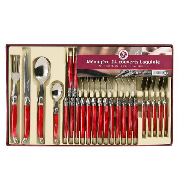 LAGUIOLE PRODUCTION Ménagère 24 pièces Rouge