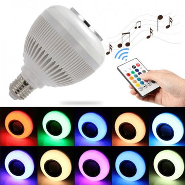 AMPOULE LED AVEC HAUT-PARLEUR BLUETOOTH INTÉGRÉ, 6W E27 RVB LAMPE CHANGEANTE AUDIO STÉRÉO SANS FIL AVEC 24 TOUCHES TÉLÉCOMMANDE