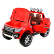 Ford Ranger Wildtrak de luxe Voiture-jouet électrique pour enfant, DEUX MOTEURS, deux sièges en cuir, Roues EVA douces, rouge, licence Ford originale