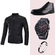 PACK AT-001 JACKET CUIR + Bottine NOIR + bracelet