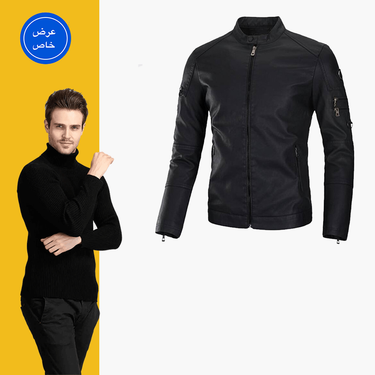 PACK PR922 ( Jacket Cuir + Tricot Homme Noir)